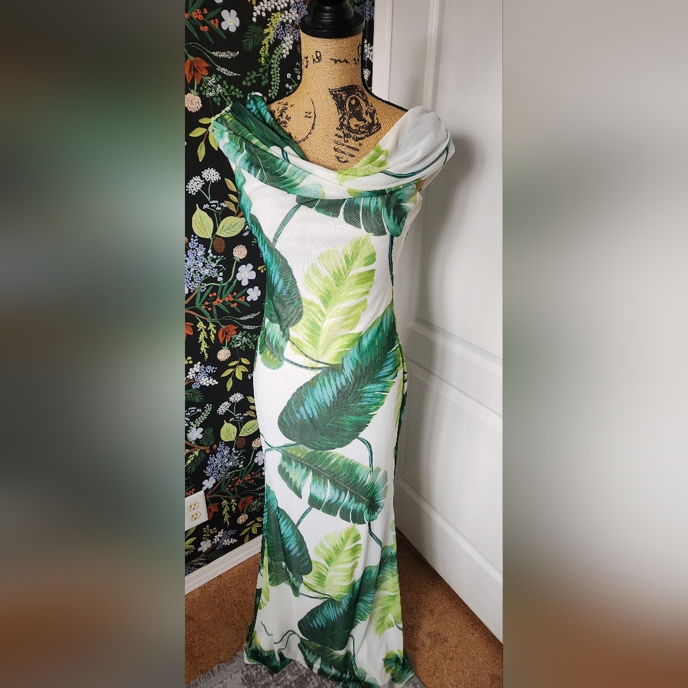 Premier Strapless Green Leaf Dress